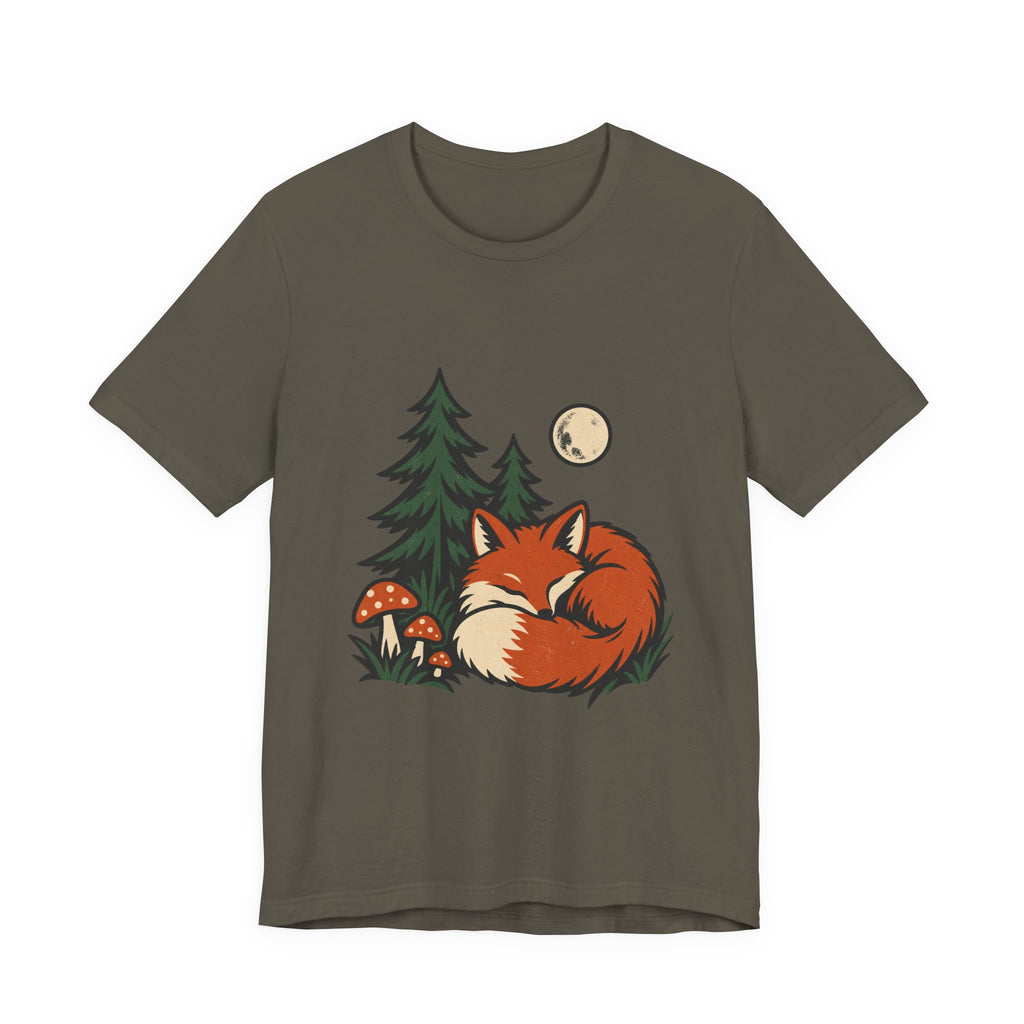 Sleeping Fox in the Forest T-Shirt — Vintage Woodland Nature Tee