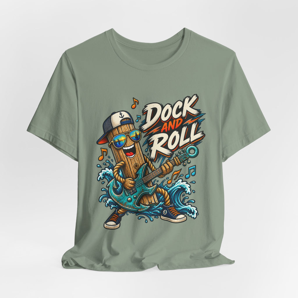 Dock and Roll T-Shirt, Funny Nautical Guitar Vintage Lake Life Tee