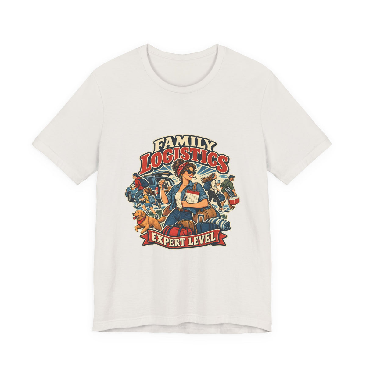 Family Logistics Expert Level T-Shirt — Vintage Mom Life and Family Organizer Tee