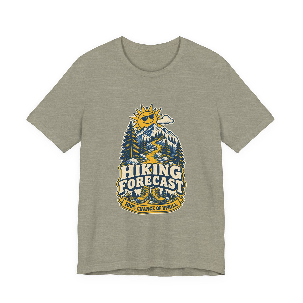 Hiking Forecast T-Shirt — 100% Chance of Uphill Vintage Mountain Tee