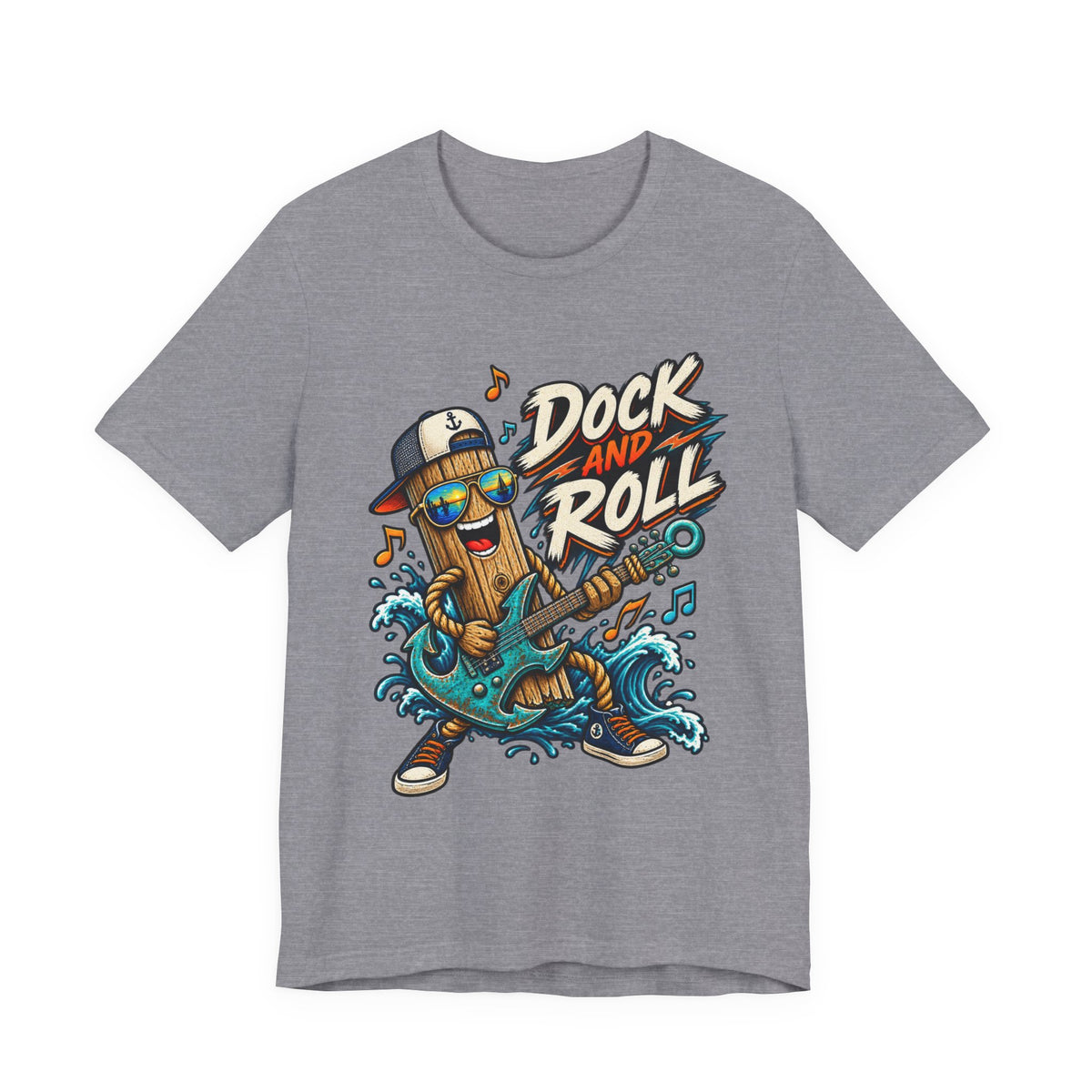 Dock and Roll T-Shirt, Funny Nautical Guitar Vintage Lake Life Tee