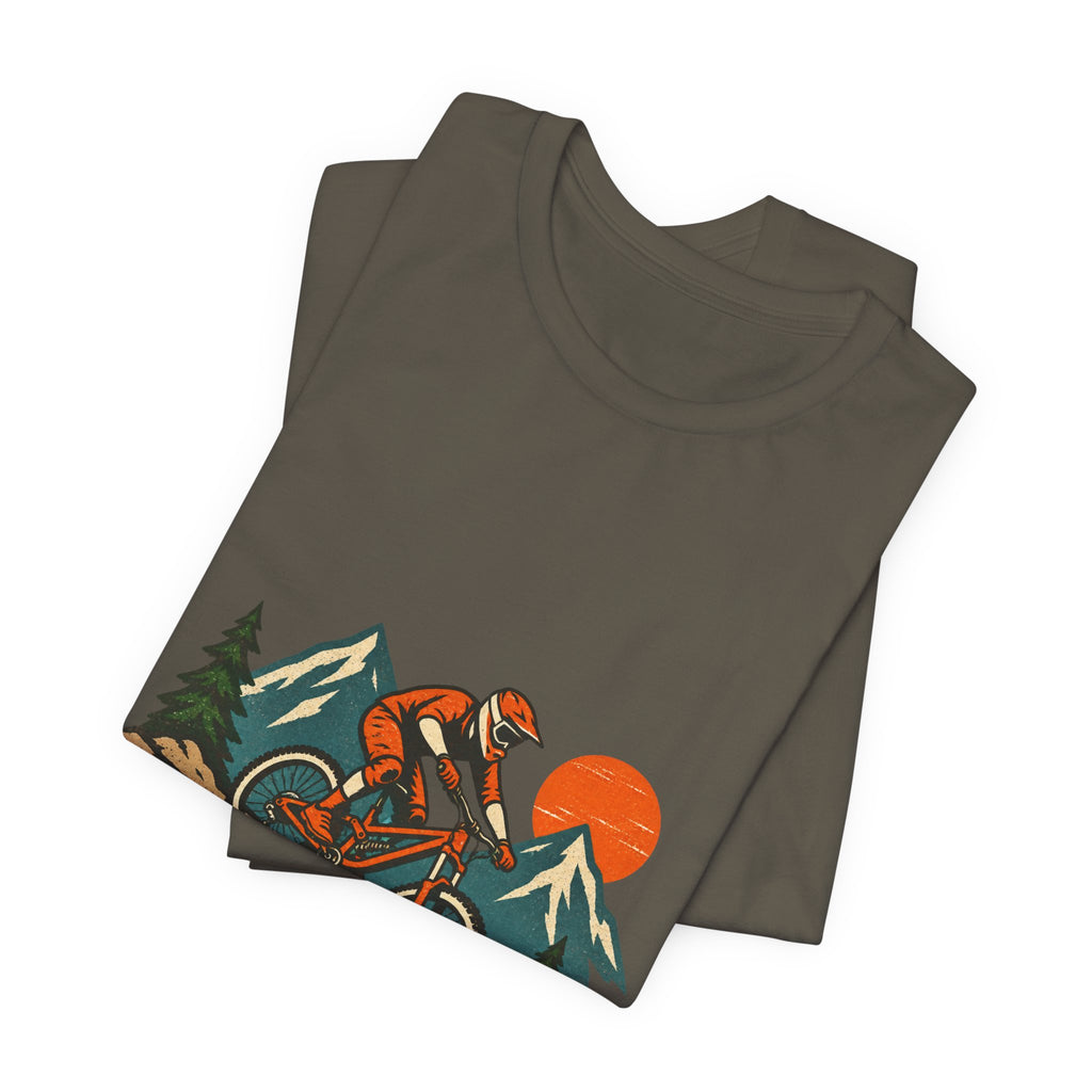Vintage Mountain Biker Tee, Retro Downhill Cycling and Alpine Trail Shirt