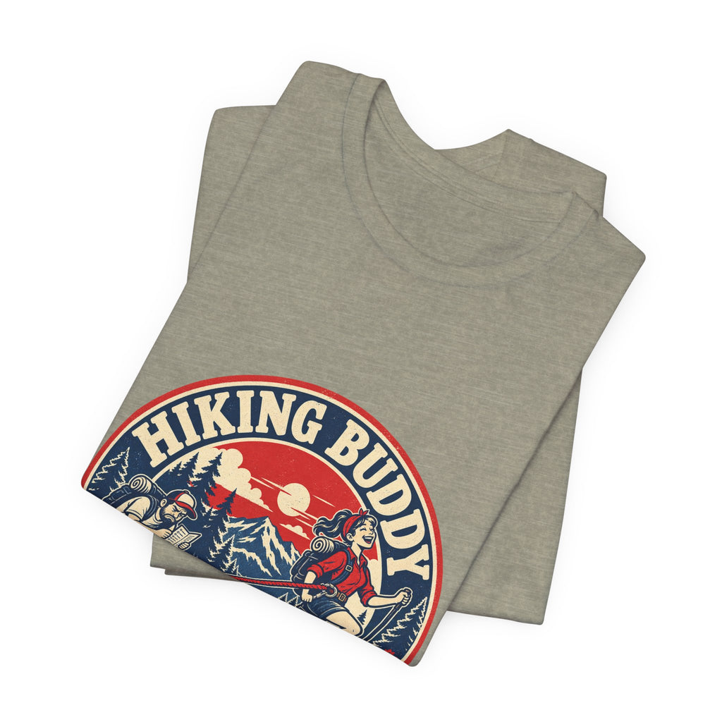 Hiking Buddy T-Shirt — Vintage Mountain Trekking Tee with Terms & Conditions Apply