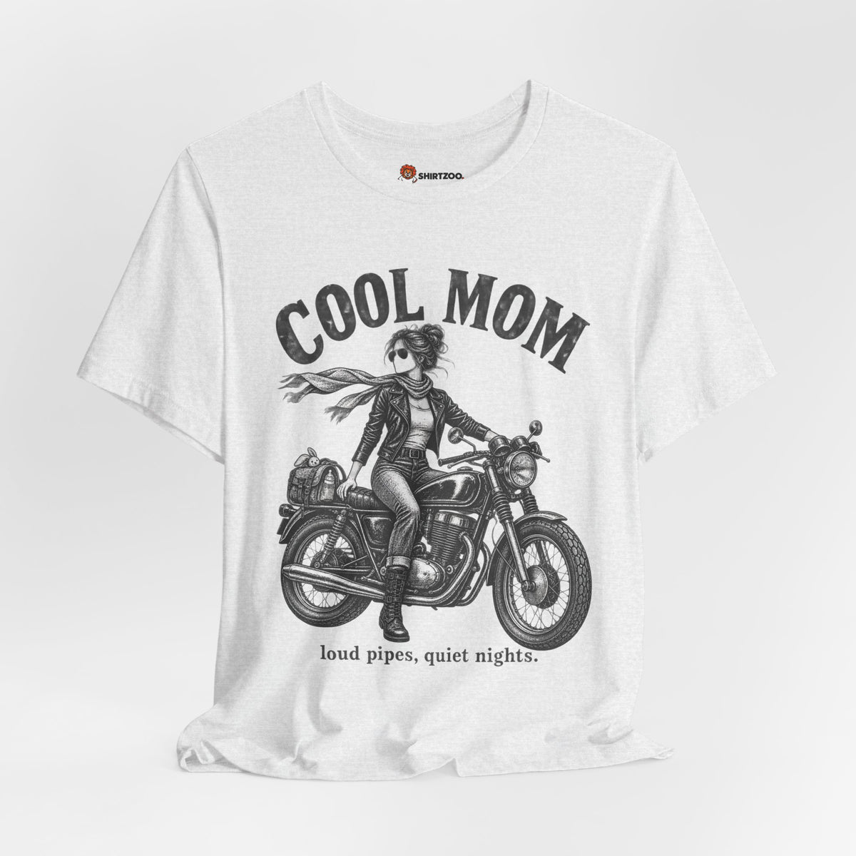 Cool Mom Motorcycle T-Shirt — 'loud pipes, quiet nights.' Biker Mom Tee