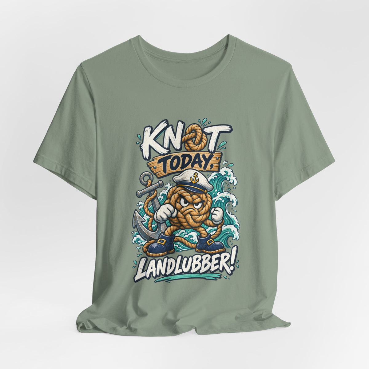 Knot Today Landlubber T-Shirt – Funny Nautical Sailor Rope Character Vintage Ocean Tee