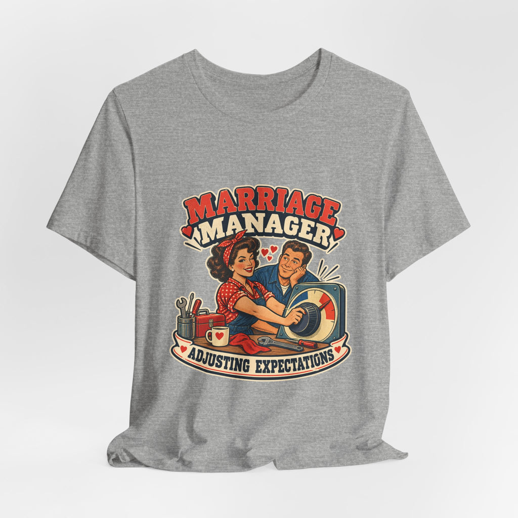 Marriage Manager Vintage Couple T-Shirt — Adjusting Expectations Retro Relationship Humor