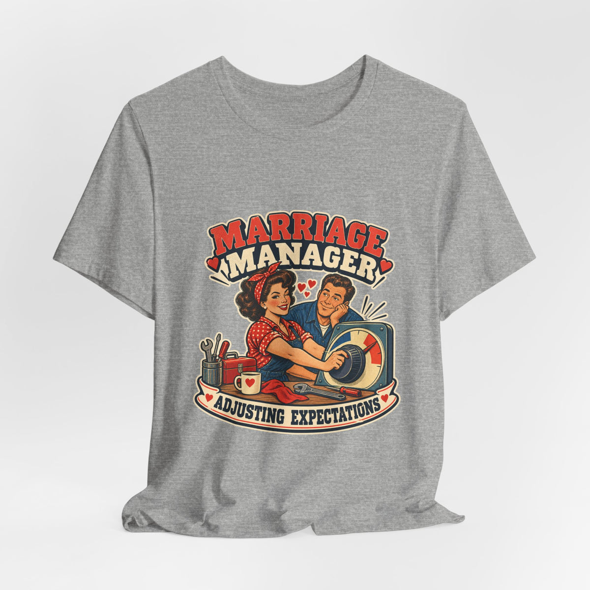 Marriage Manager Vintage Couple T-Shirt — Adjusting Expectations Retro Relationship Humor