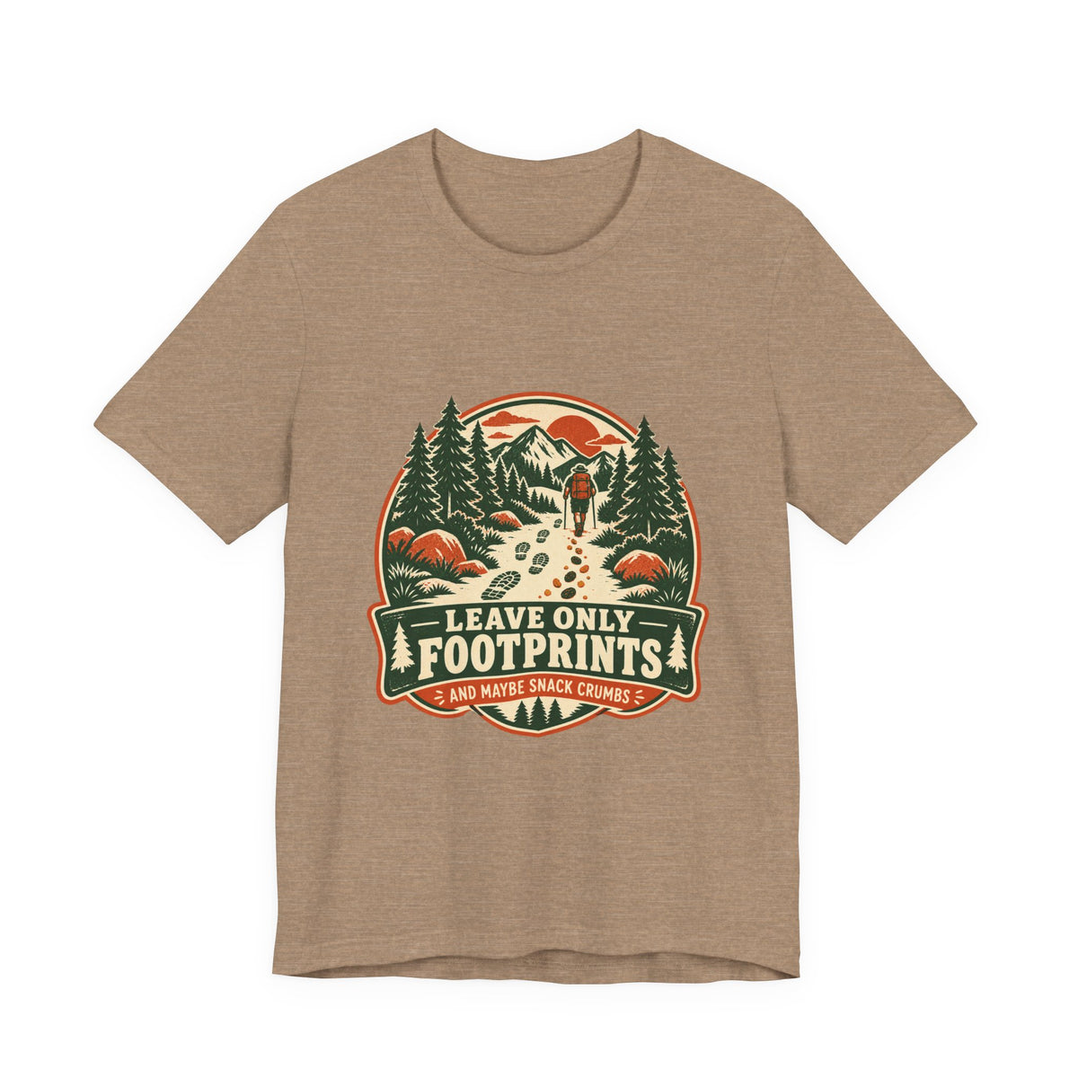Leave Only Footprints T-Shirt — Funny Hiking Trail Snack Crumbs Vintage Mountain Tee
