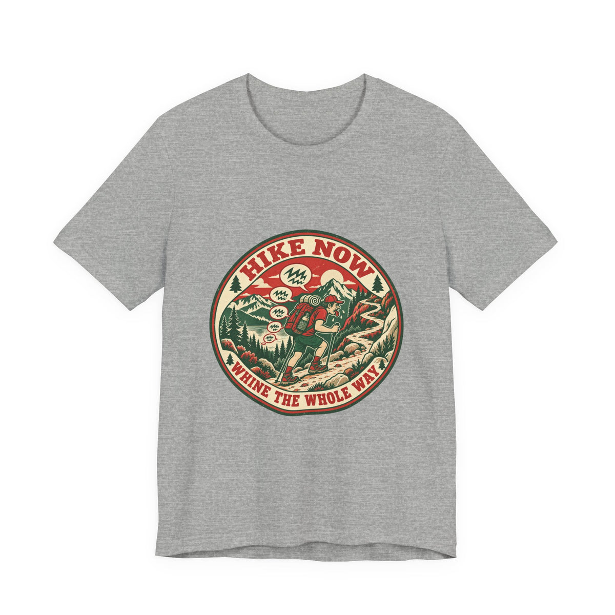 Hike Now, Wine the Whole Way T-Shirt — Funny Vintage Hiking Mountain Tee