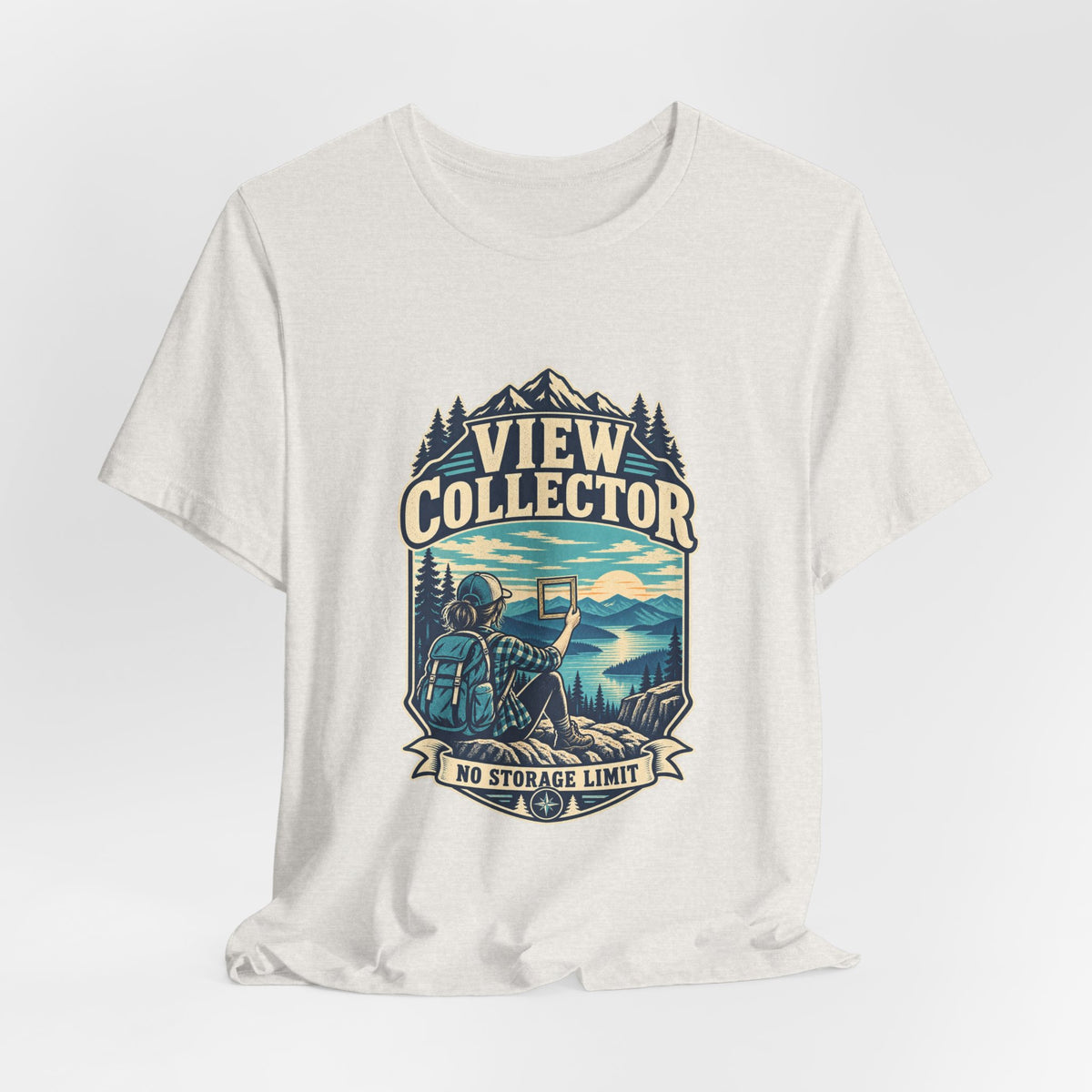 View Collector T-Shirt — No Storage Limit Mountain Lake Hiking Photographer Tee