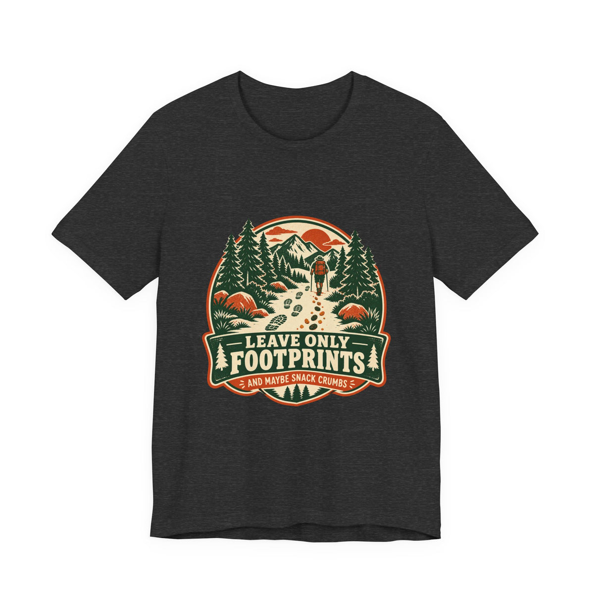 Leave Only Footprints T-Shirt — Funny Hiking Trail Snack Crumbs Vintage Mountain Tee