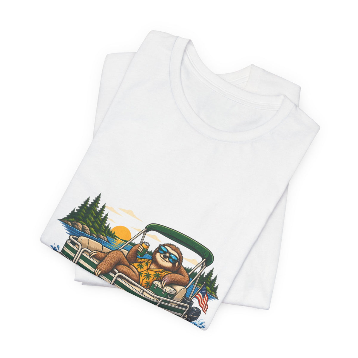 Lake It Easy Sloth Pontoon Boat T-Shirt — Vintage Summer Lake Life Humor Tee