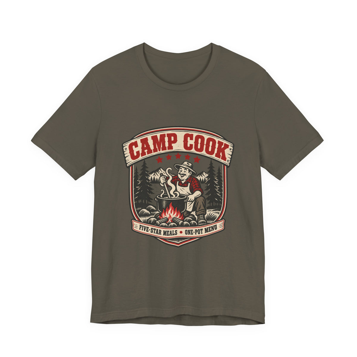 Camp Cook T-Shirt — Five-Star Meals One-Pot Menu Vintage Camping Tee