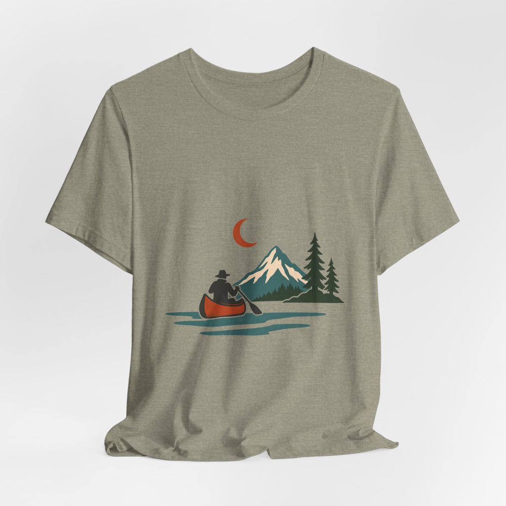 Vintage Canoe Moon T-Shirt — Mountain Lake Paddler Wilderness Tee