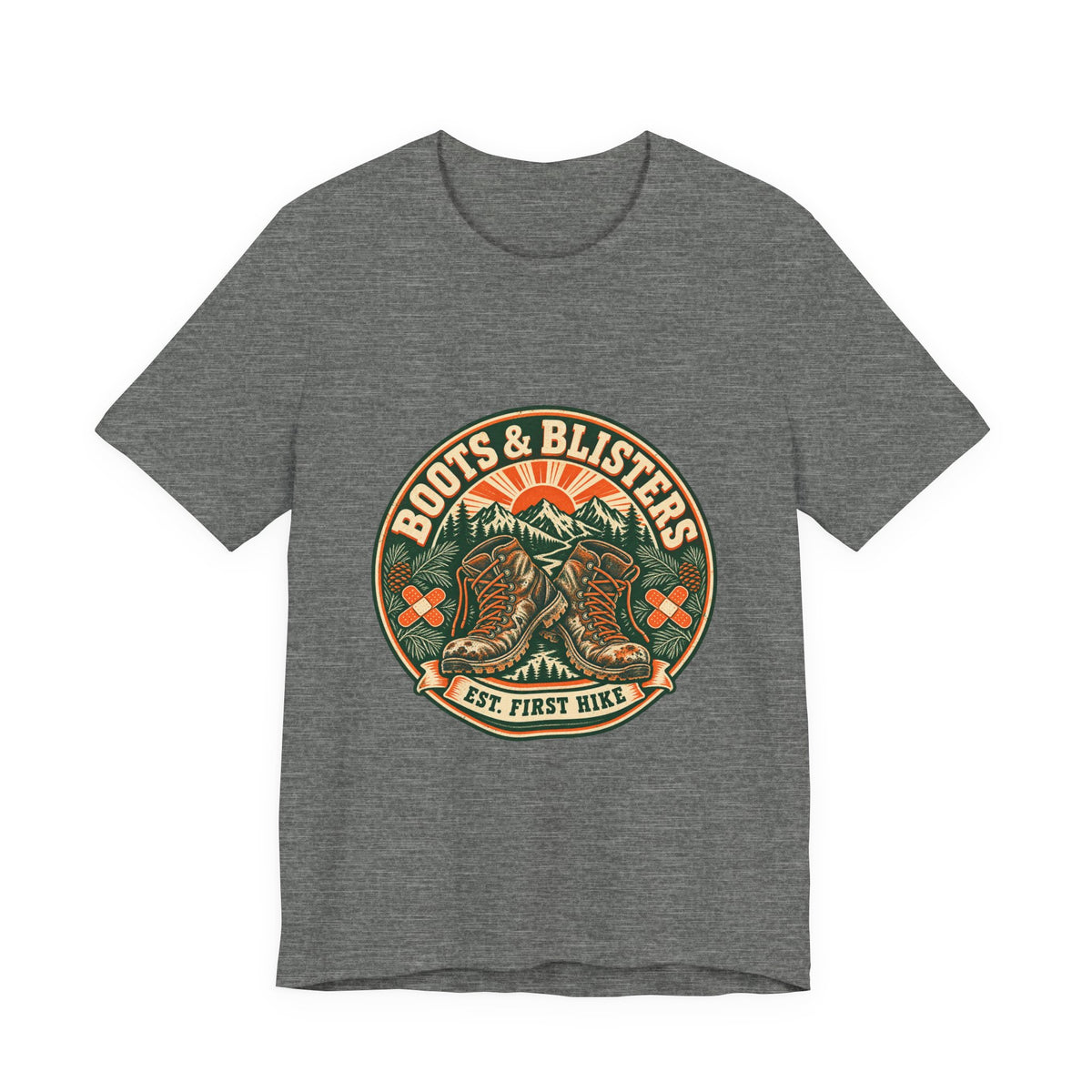 Boots & Blisters T-Shirt — Vintage Hiking Boots Mountain Trail Tee