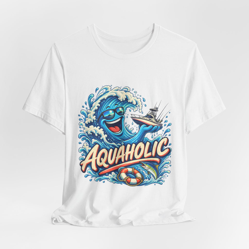 Aquaholic T-Shirt, Vintage Ocean Wave Humor Tee for Boating and Fishing Fans