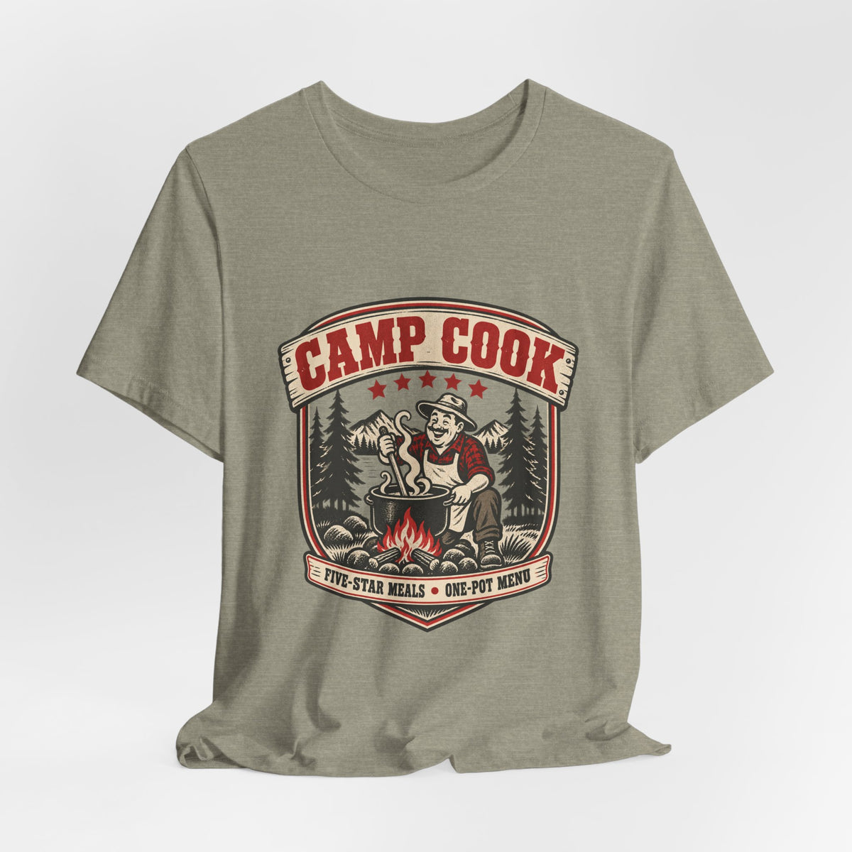 Camp Cook T-Shirt — Five-Star Meals One-Pot Menu Vintage Camping Tee