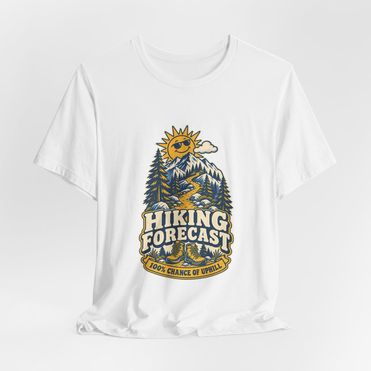 Hiking Forecast T-Shirt — 100% Chance of Uphill Vintage Mountain Tee