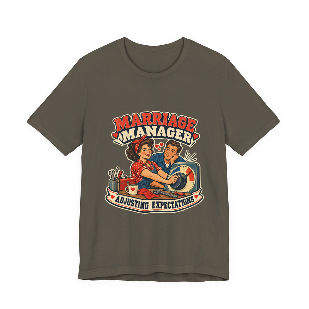 Marriage Manager Vintage Couple T-Shirt — Adjusting Expectations Retro Relationship Humor