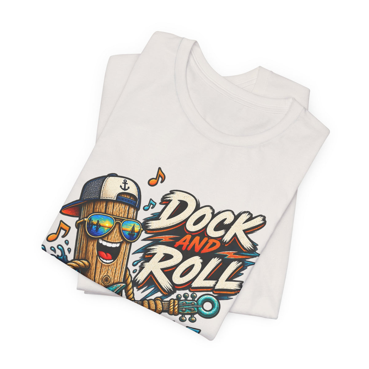 Dock and Roll T-Shirt, Funny Nautical Guitar Vintage Lake Life Tee