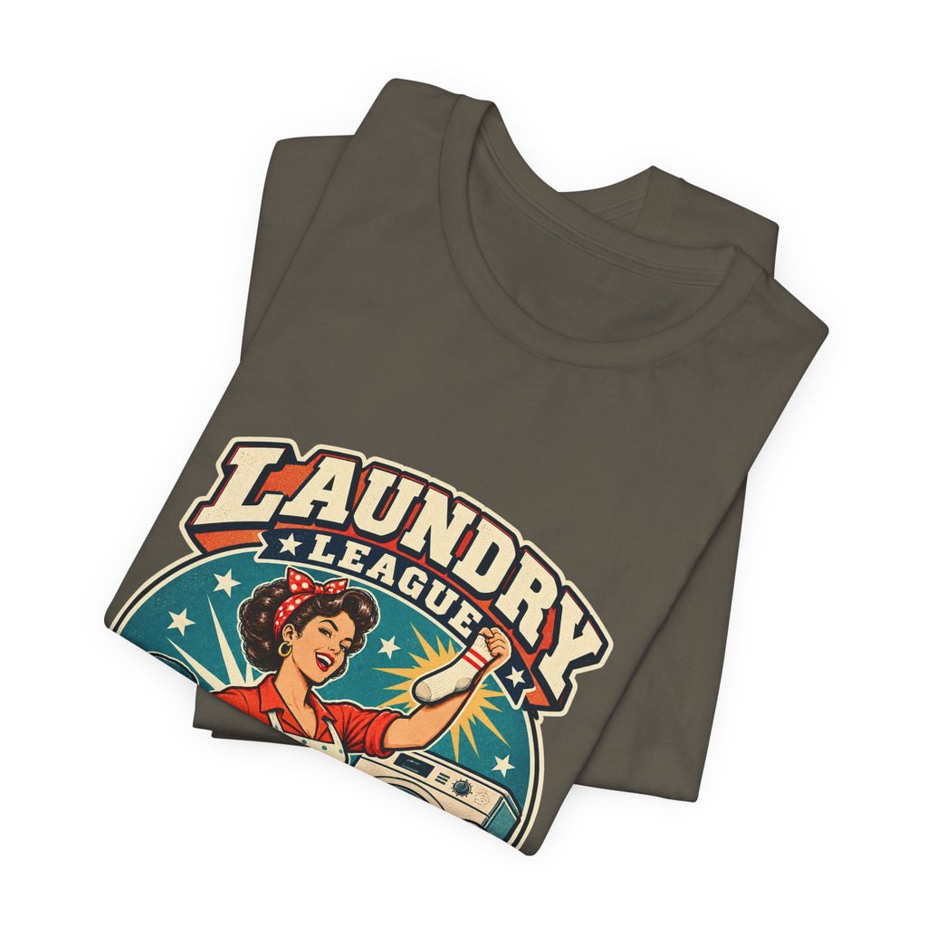 Laundry League Undefeated T-Shirt, Vintage Retro Laundry Room Humor Tee