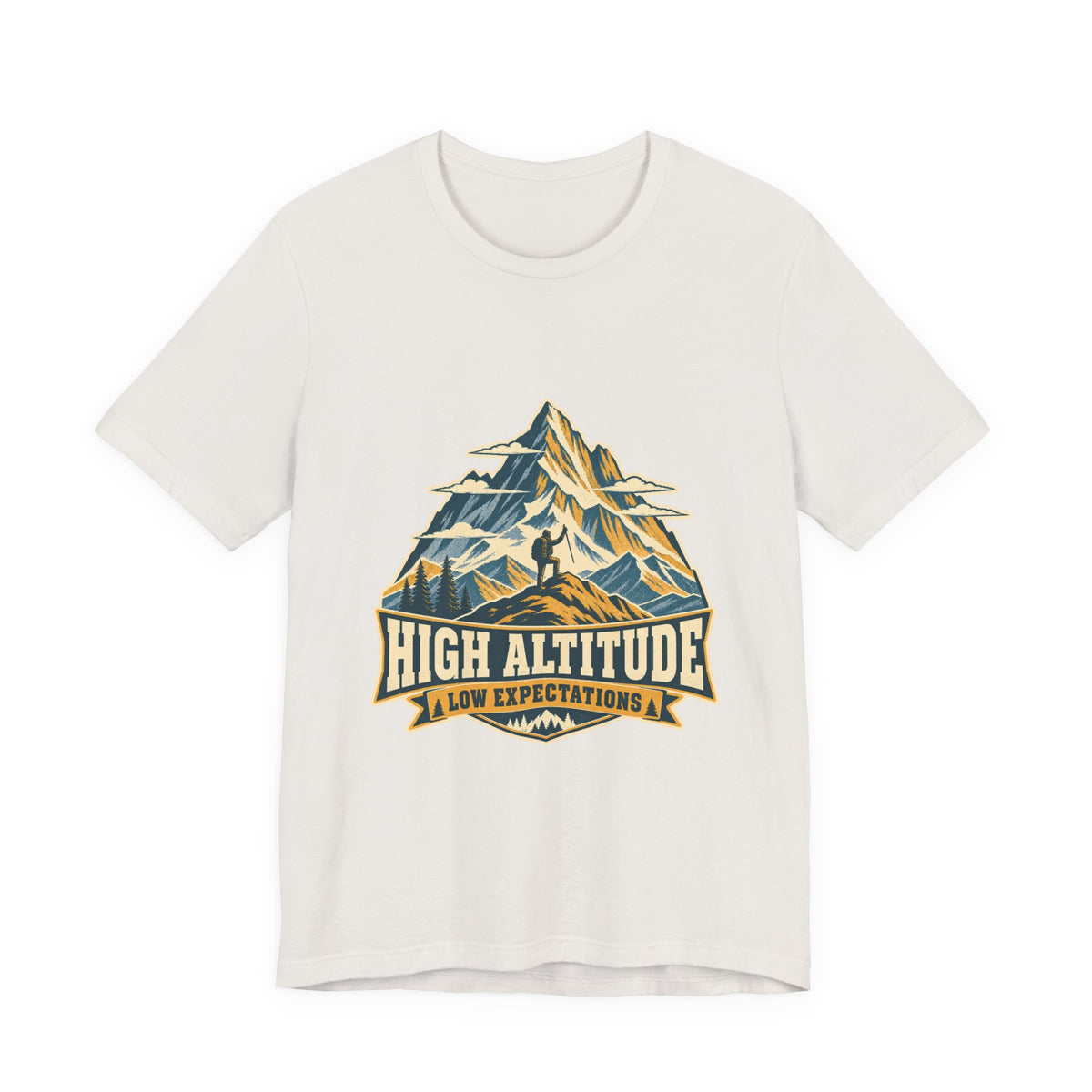 High Altitude Low Expectations T-Shirt — Vintage Mountain Hiking Tee