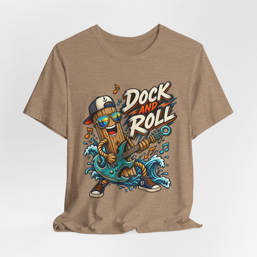 Dock and Roll T-Shirt, Funny Nautical Guitar Vintage Lake Life Tee