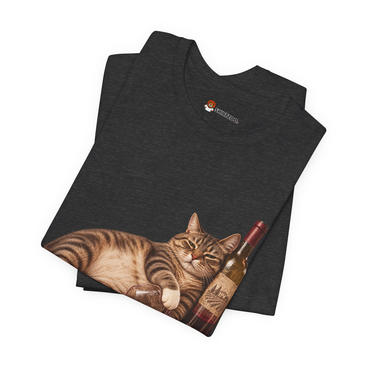 Wine O'Clock Mom T-Shirt — Cat with Wine Bottle Graphic