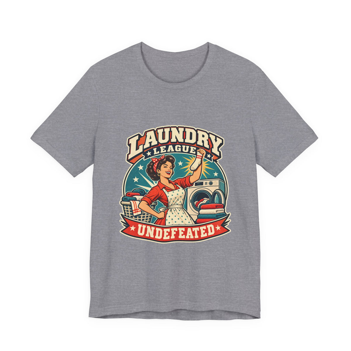 Laundry League Undefeated T-Shirt, Vintage Retro Laundry Room Humor Tee