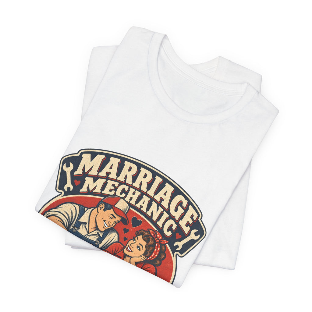 Marriage Mechanic Adjusting Expectations T-Shirt — Retro Couple Humor Tee
