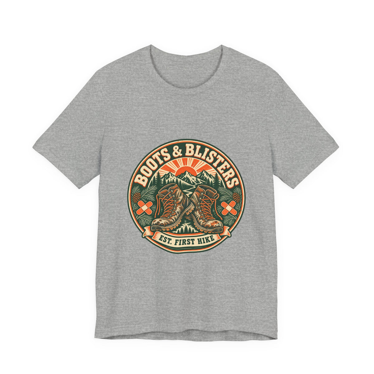 Boots & Blisters T-Shirt — Vintage Hiking Boots Mountain Trail Tee