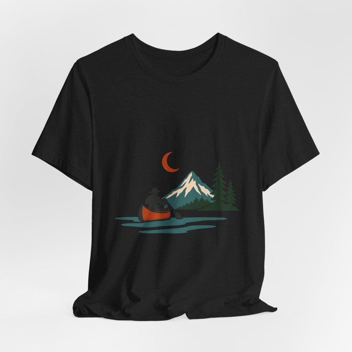 Vintage Canoe Moon T-Shirt — Mountain Lake Paddler Wilderness Tee