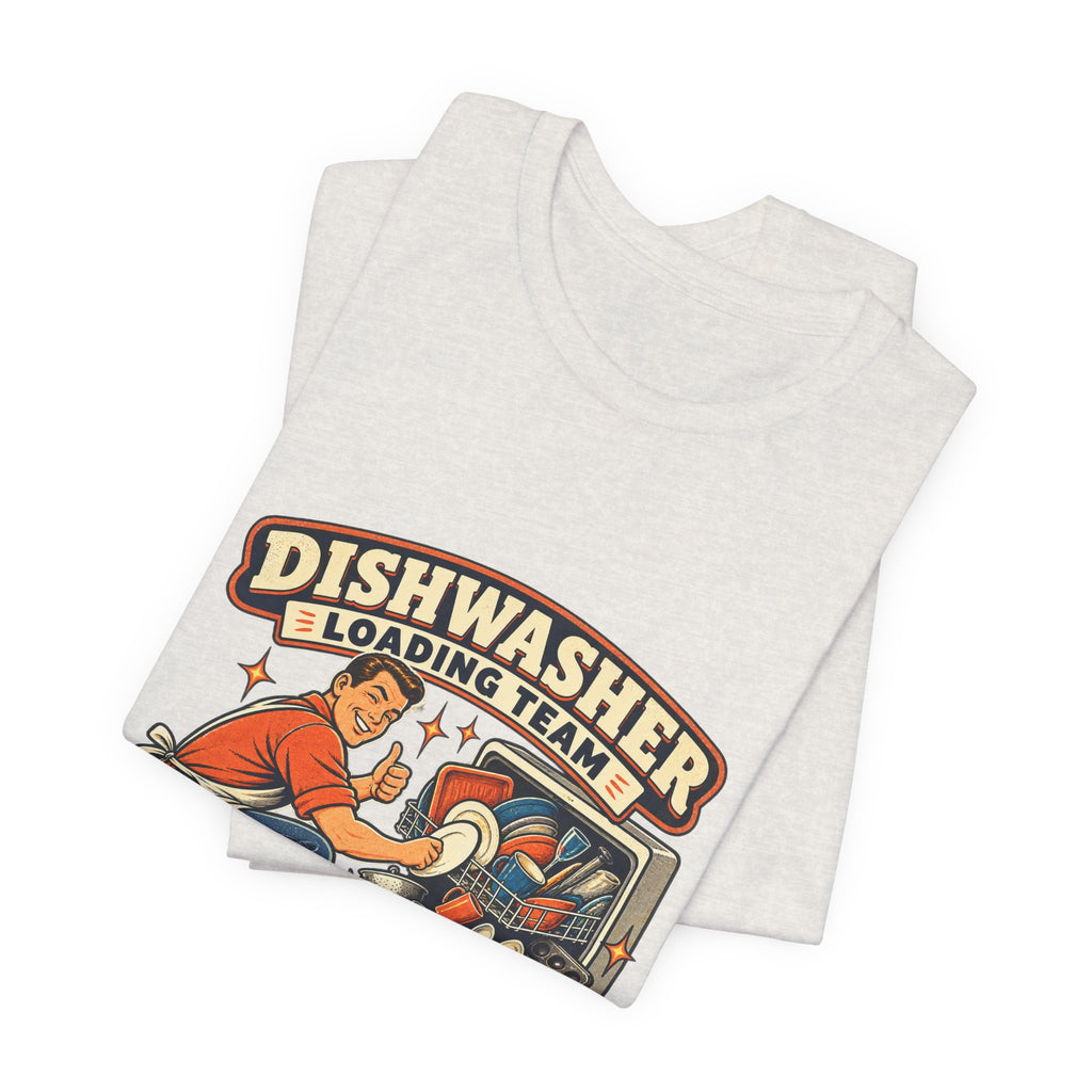 Dishwasher Loading Team T-Shirt, Creative Arrangements Retro Kitchen Humor Tee