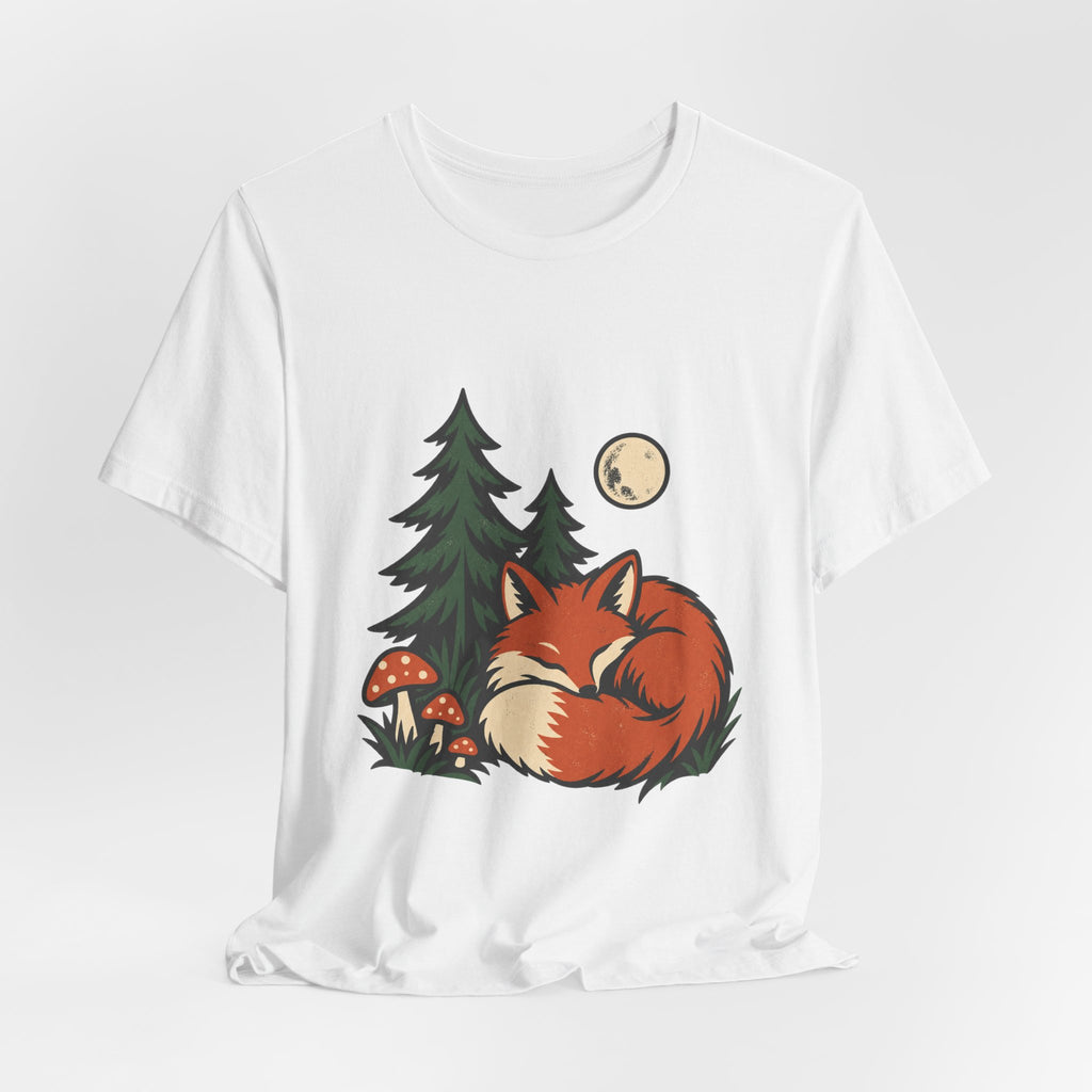 Sleeping Fox in the Forest T-Shirt — Vintage Woodland Nature Tee