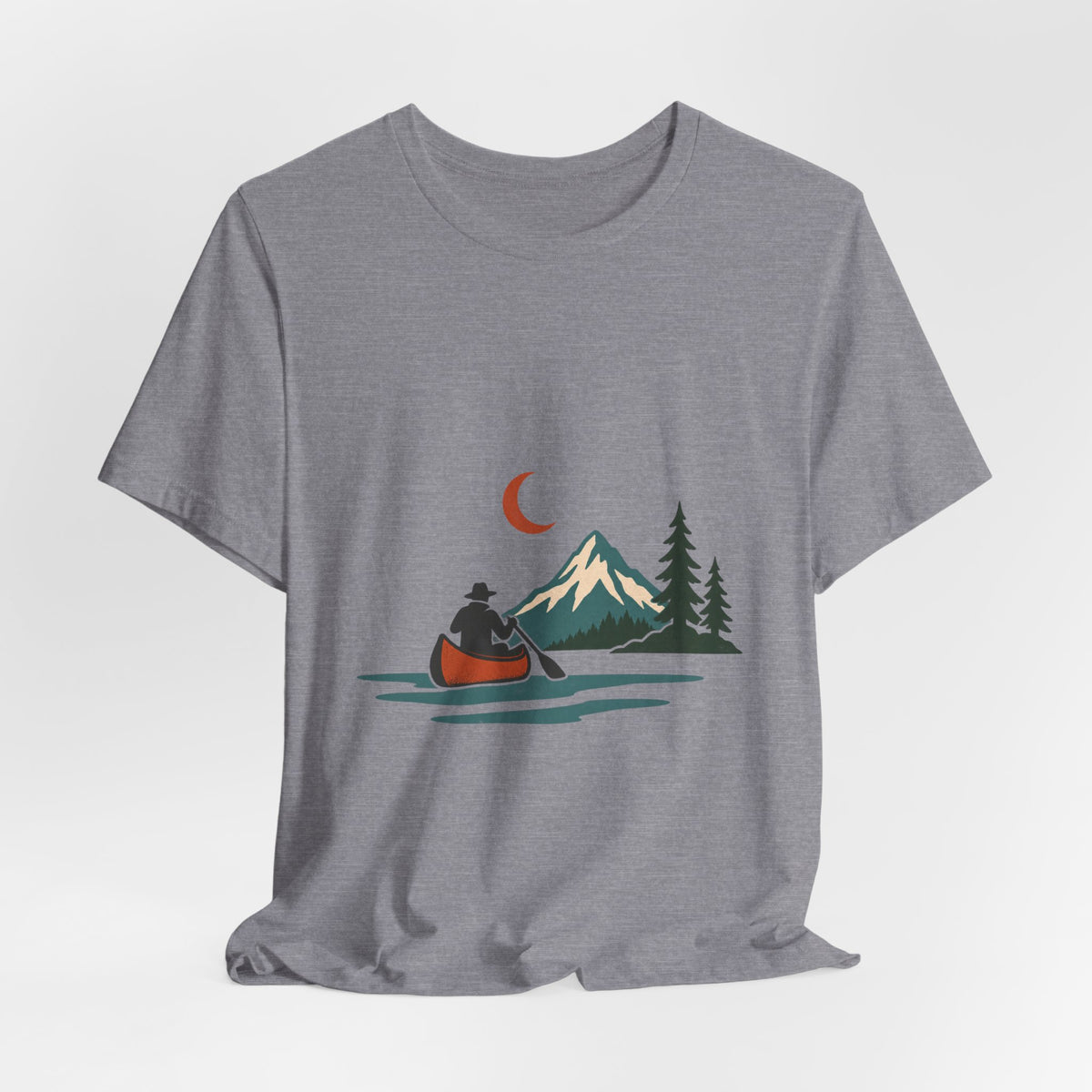 Vintage Canoe Moon T-Shirt — Mountain Lake Paddler Wilderness Tee