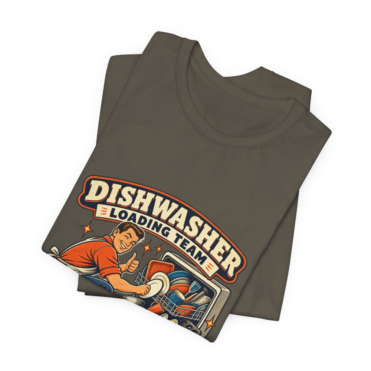 Dishwasher Loading Team T-Shirt, Creative Arrangements Retro Kitchen Humor Tee