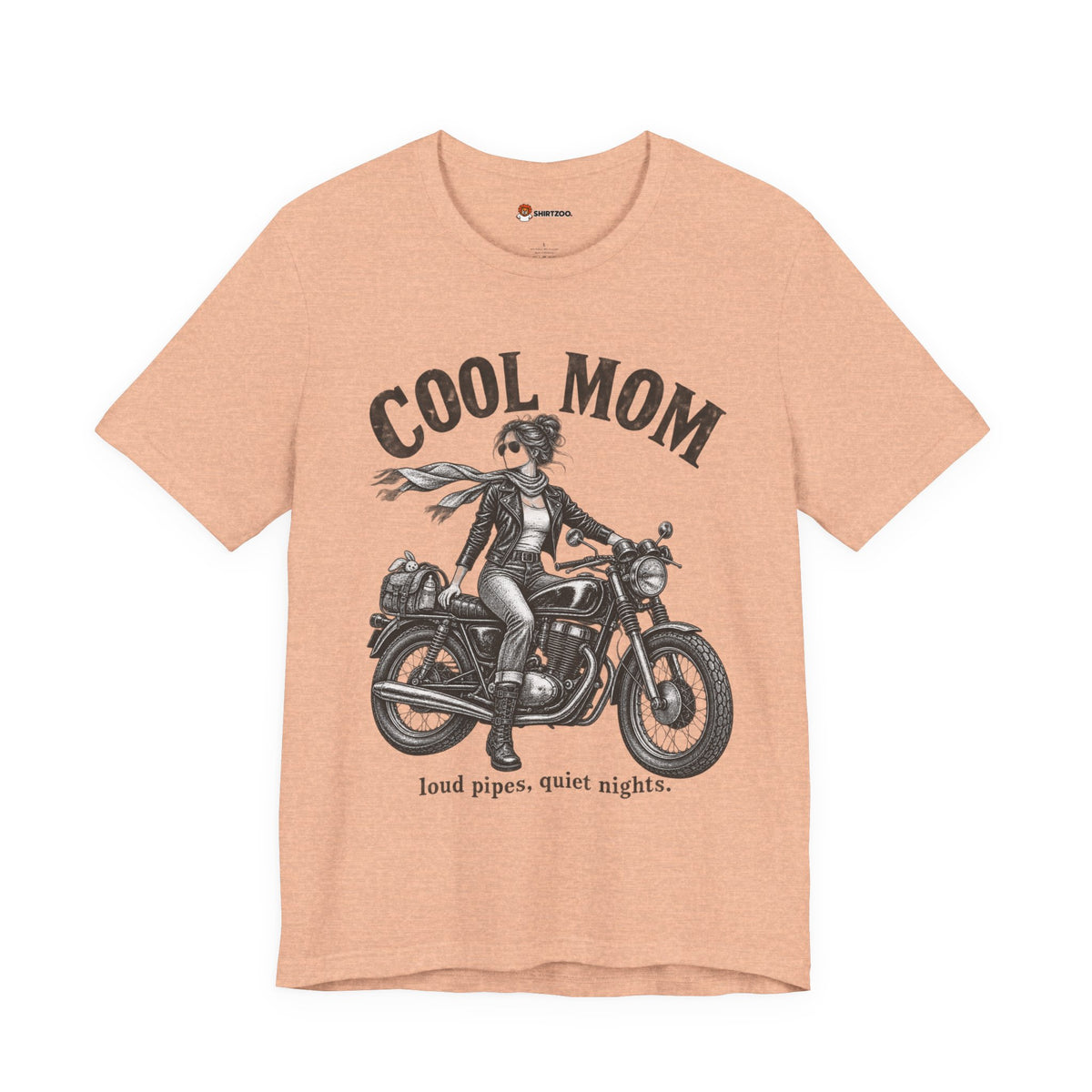 Cool Mom Motorcycle T-Shirt — 'loud pipes, quiet nights.' Biker Mom Tee