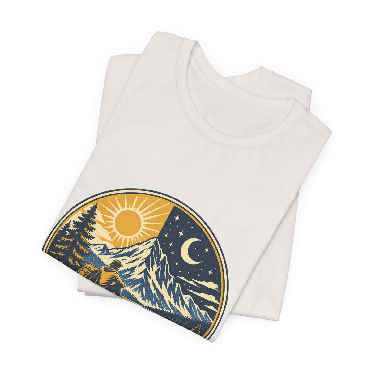 Mountain Time T-Shirt, No Clock Required Vintage Hiking Mountain Lake Tee
