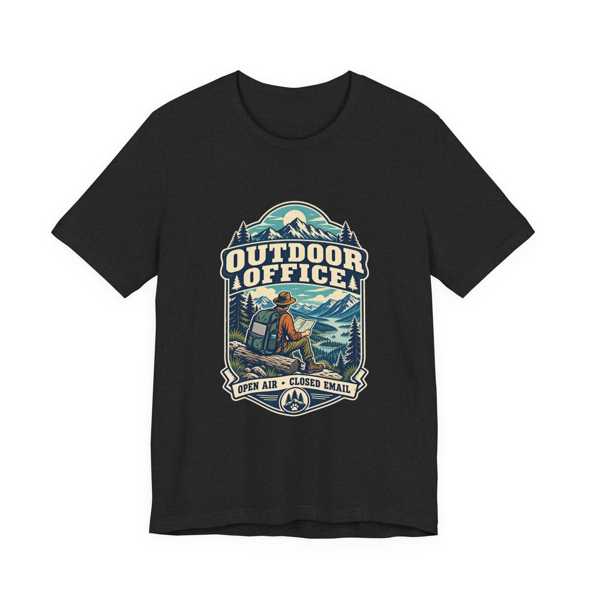 Outdoor Office T-Shirt — Open Air Closed Email Vintage Hiking and Mountain Adventure Tee
