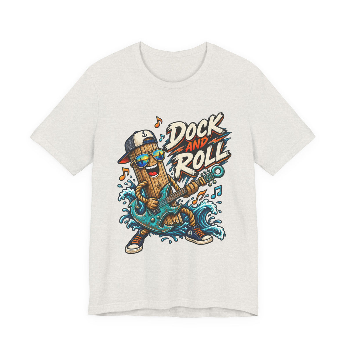 Dock and Roll T-Shirt, Funny Nautical Guitar Vintage Lake Life Tee