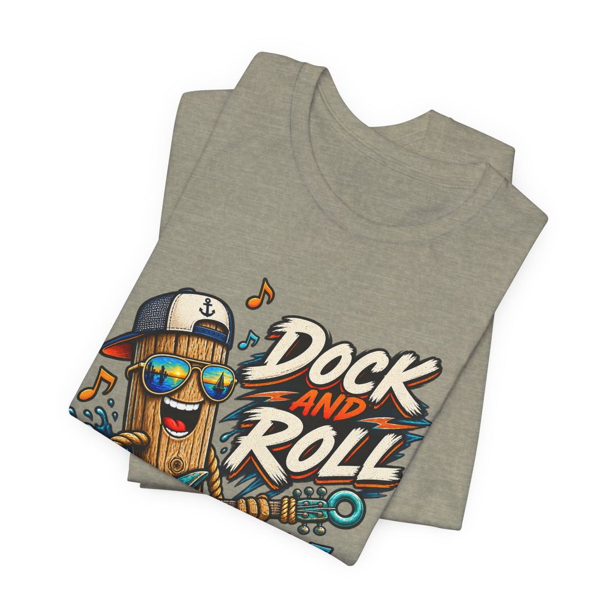 Dock and Roll T-Shirt, Funny Nautical Guitar Vintage Lake Life Tee