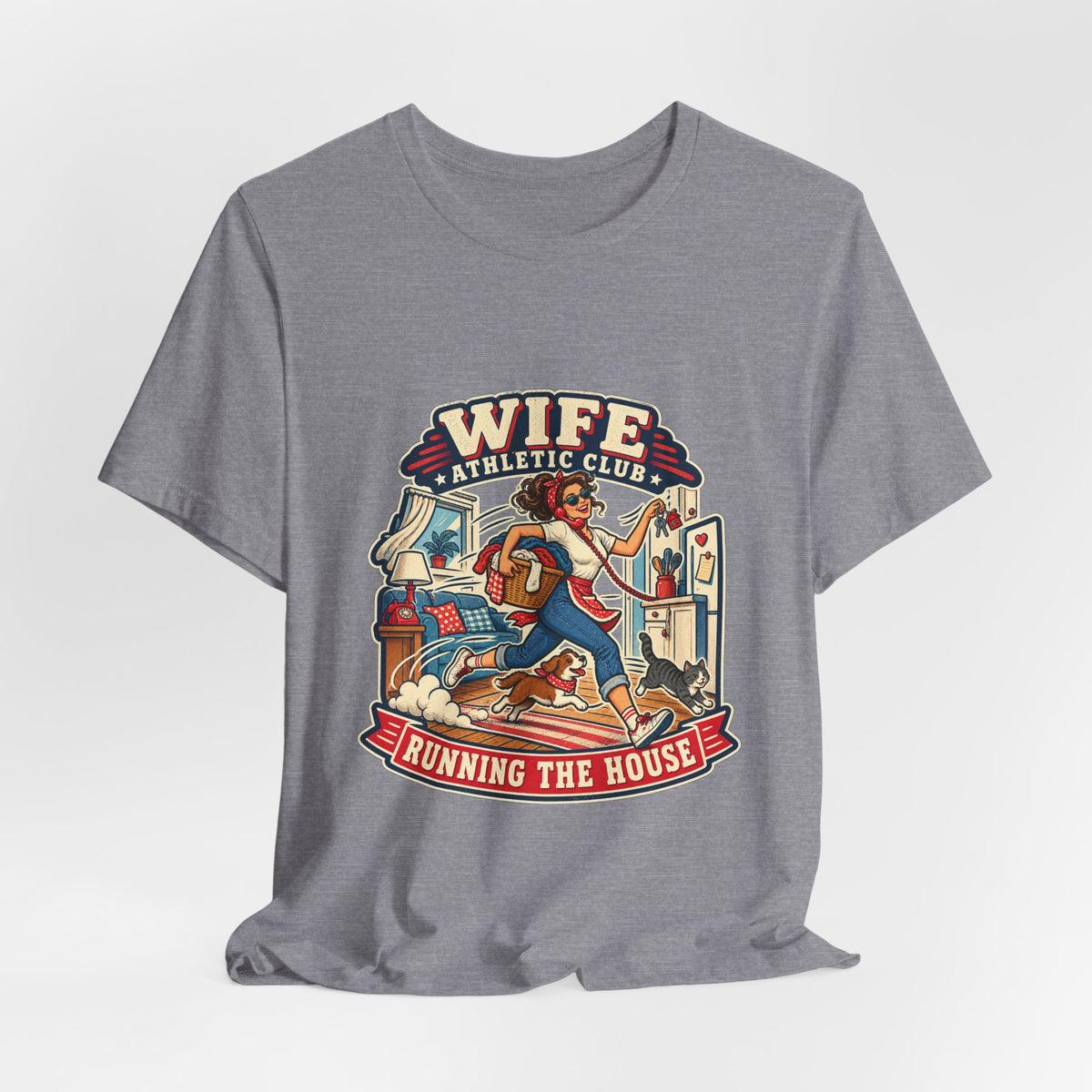 Wife Athletic Club Running the House T-Shirt — Retro Homemaker Humor Tee