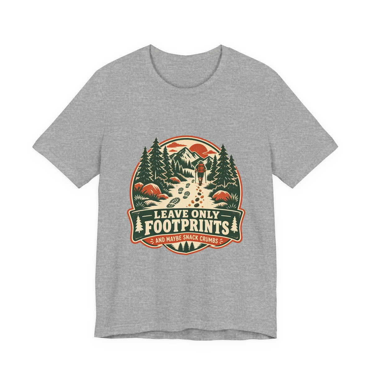 Leave Only Footprints T-Shirt — Funny Hiking Trail Snack Crumbs Vintage Mountain Tee