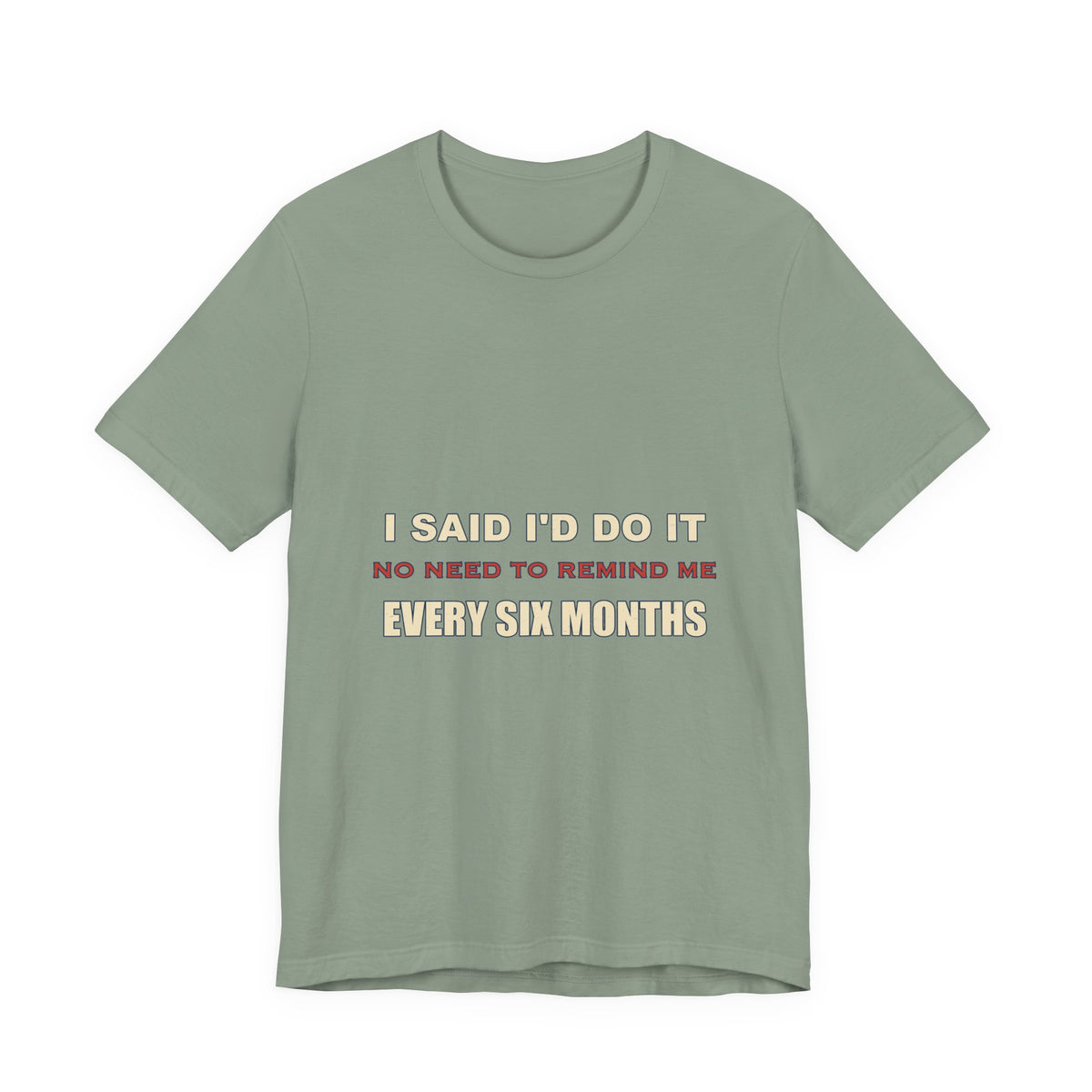 I Said I'd Do It Every Six Months T-Shirt — Funny Procrastination Humor Tee