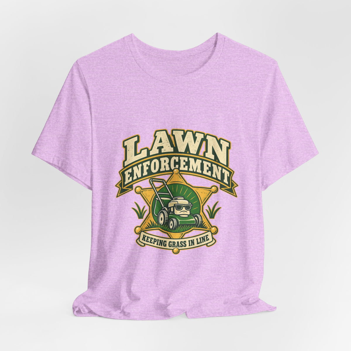 Lawn Enforcement Mower T-Shirt — Keeping Grass in Line Vintage Lawn Care Tee