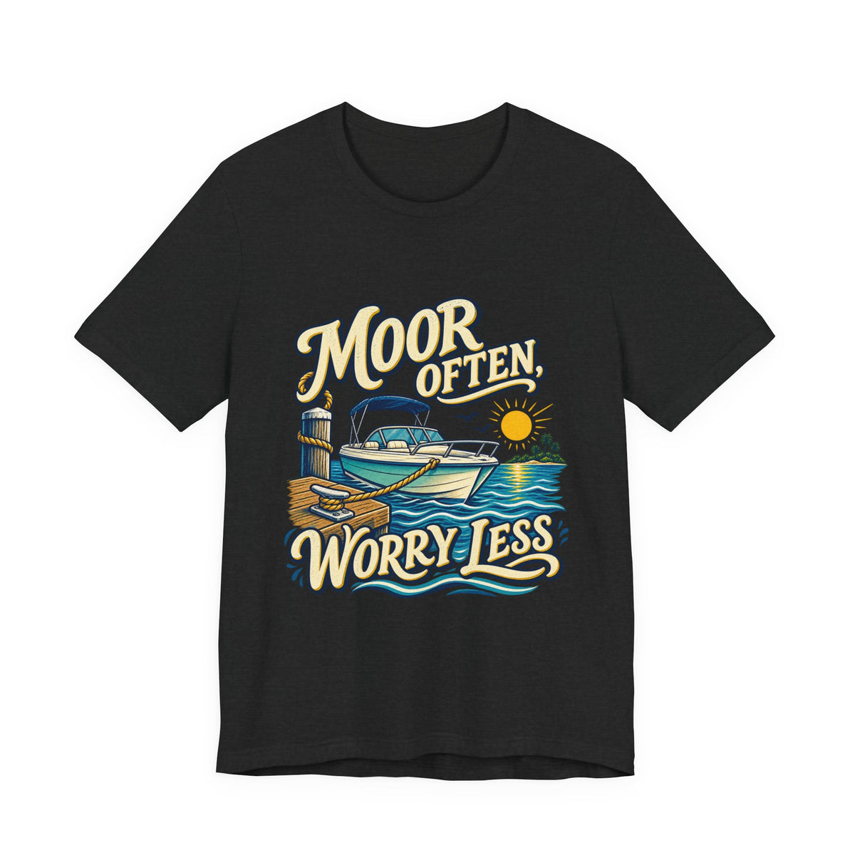 Moor Often Worry Less Boat T-Shirt — Vintage Boating and Lake Life Humor Tee