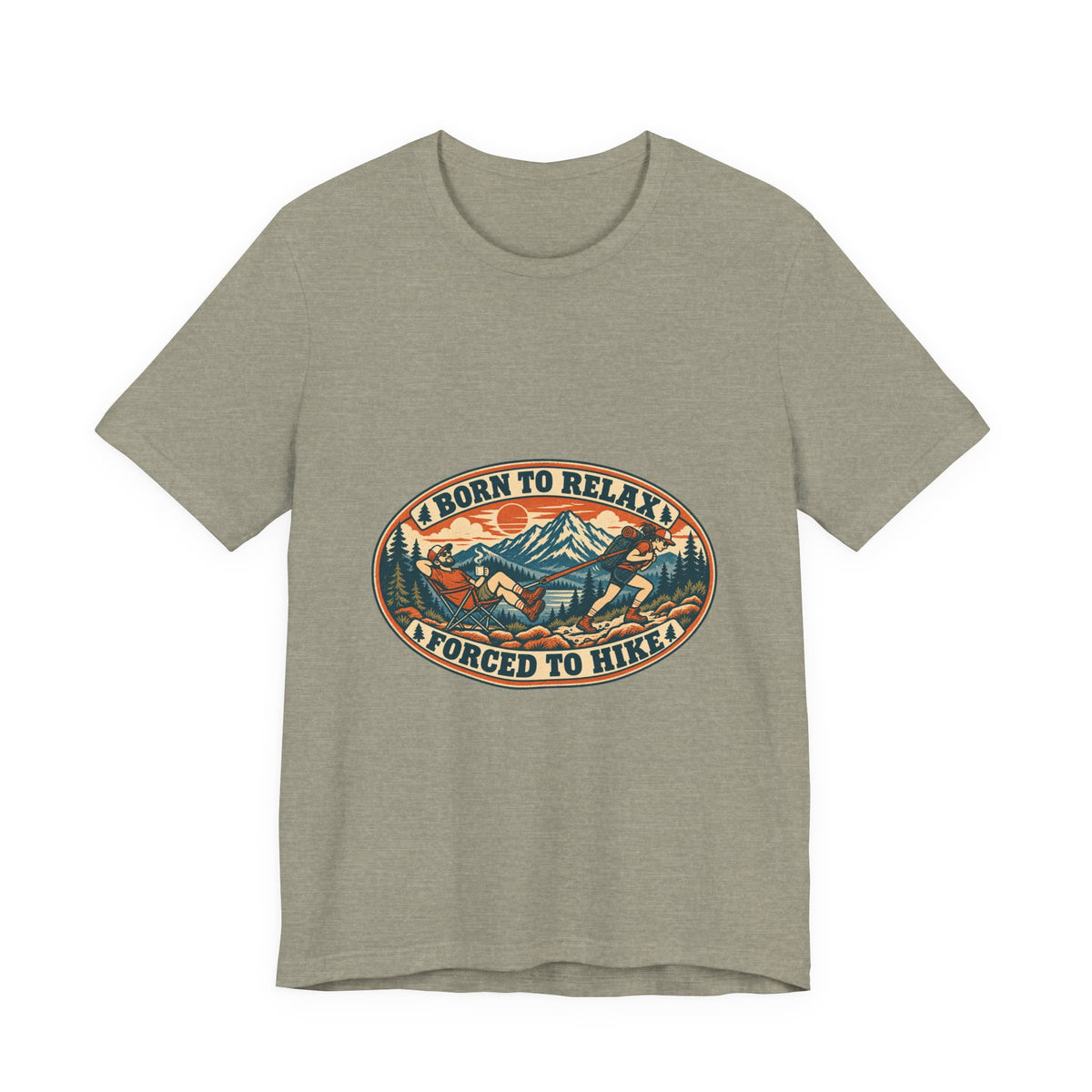 Born to Relax Forced to Hike T-Shirt — Funny Vintage Hiking and Camping Tee