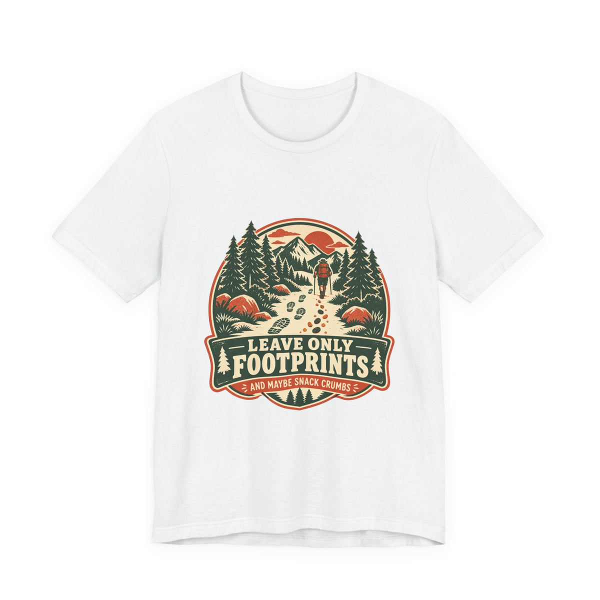 Leave Only Footprints T-Shirt — Funny Hiking Trail Snack Crumbs Vintage Mountain Tee