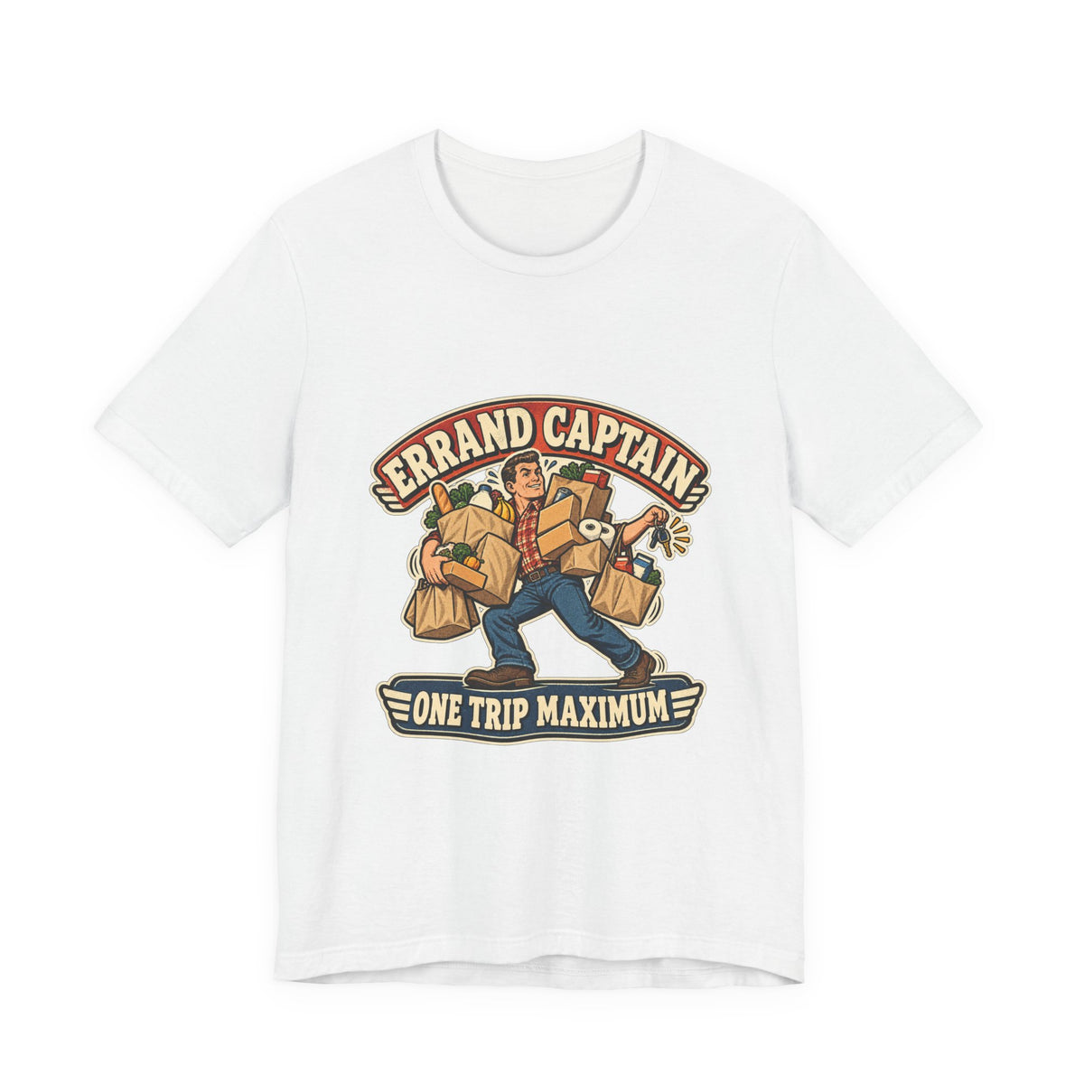 Errand Captain One Trip Maximum T-Shirt — Retro Grocery Haul Humor Tee