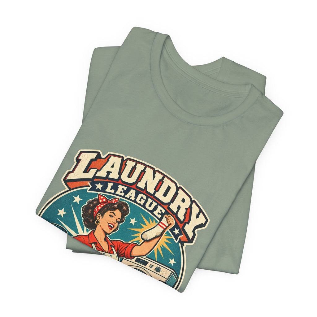Laundry League Undefeated T-Shirt, Vintage Retro Laundry Room Humor Tee